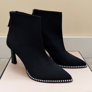 BCBGeneration Black Pointed Toe Ankle Booties with Silver Stud Embellish 8